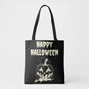 Creepy Smälter Pumpkin Lycklig Hallowen Tygkasse
