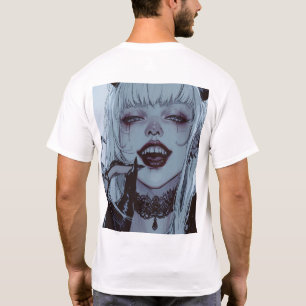 Creepy Smile Anime Girl with White Hair T-Shirt