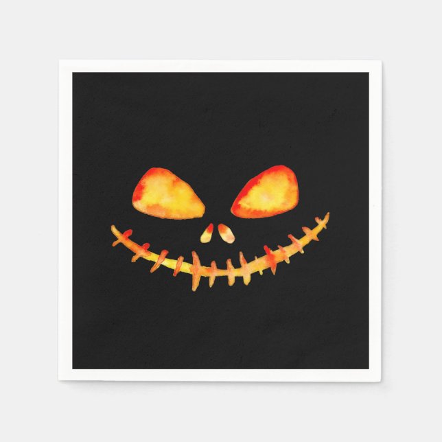 Creepy Smiling Jack O'Lantern Ansikte Pappersservett (Framsidan)