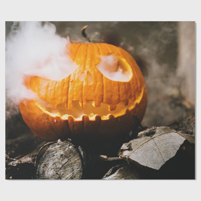 Creepy Smoking Jack-O-Lantern Presentpapper (Platt)