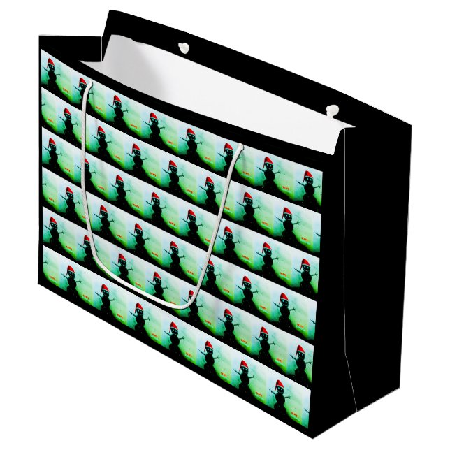 Creepy Snögubbe Helgdag Gift Bag (Framsidan Vinklad)