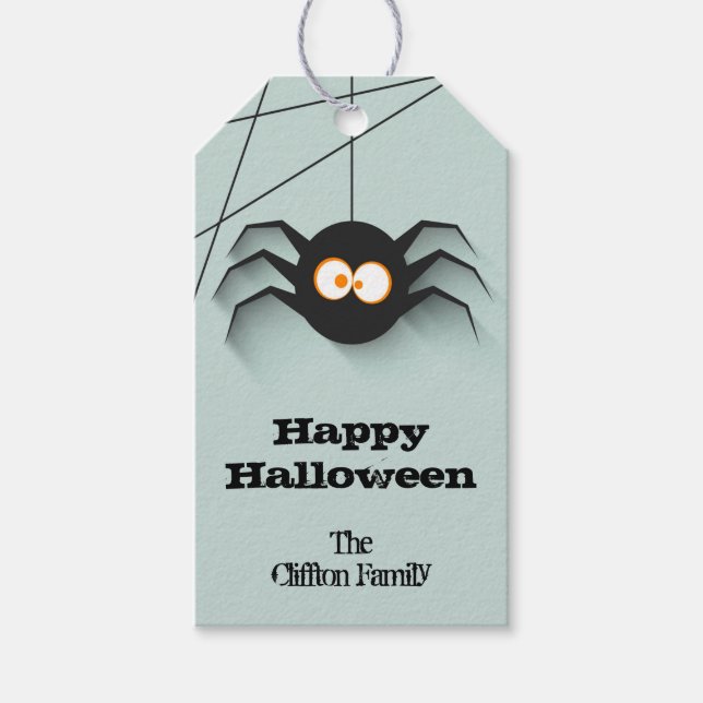 Creepy Spider Halloween-favoriter Presentetikett (Framsidan)