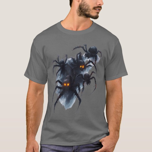 Creepy Spider Halloween Horror Apparel girl T Shirt (Framsida)