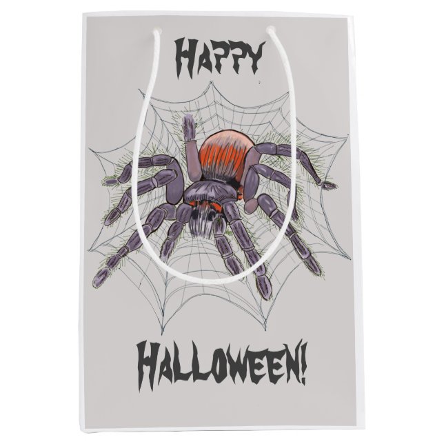 Creepy Spider i Webben Halloween Bläck Sketch (Framsidan)
