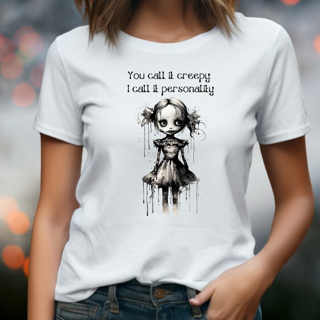 Creepy Spirit Girl Ghoul Halloween Doll Costume T Shirt (Skapare uppladdad)