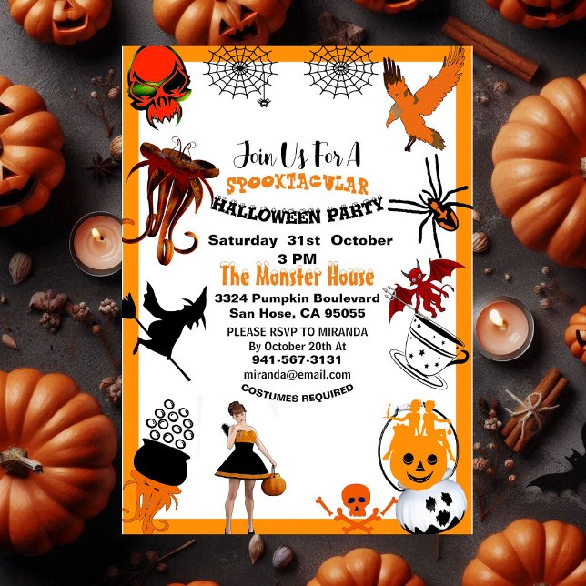Creepy Spooktacular Symbols Halloween fest Tonårin Inbjudningar (Creepy Spooktacular Symbols Halloween Party Teens Invitation)