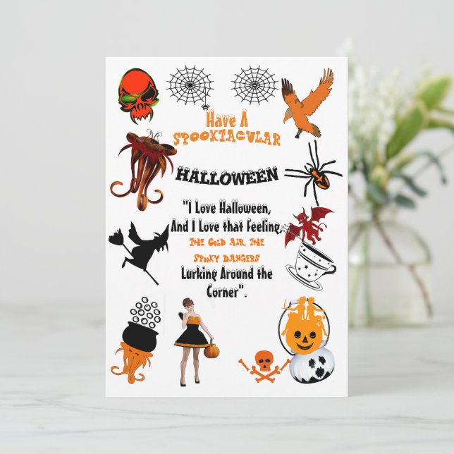 Creepy Spooktacular Symbols Halloween-offertkort Inbjudningar (Stående Fram)
