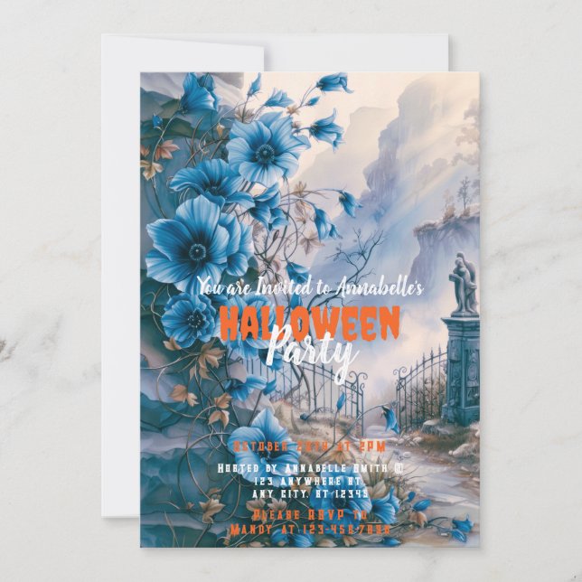 Creepy Spooky Graveyard Cemetery Halloween fest Inbjudningar (Framsida)