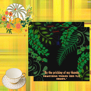 Creepy Spooky Greenery Mörk Night Halloween Quote Kort