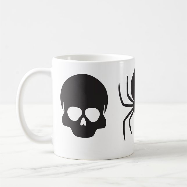 Creepy Spooky Halloween - Skull, Spider och Fladde Kaffemugg (Vänster)