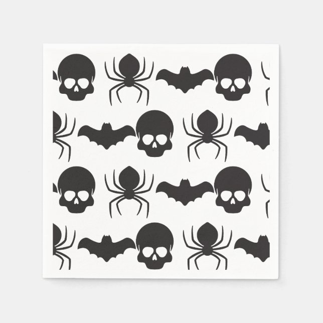 Creepy Spooky Halloween - Skull, Spider och Fladde Pappersservett (Framsidan)