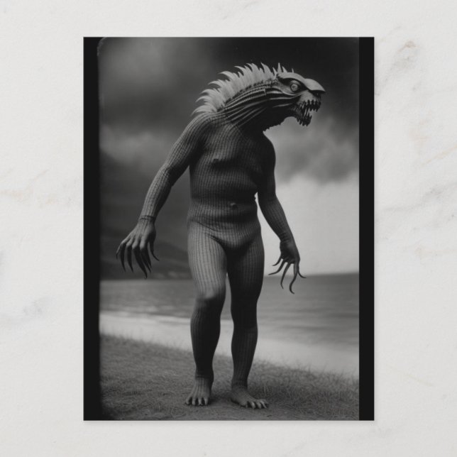 Creepy Strange Beast Monster Halloween-vykort Vykort (Framsida)