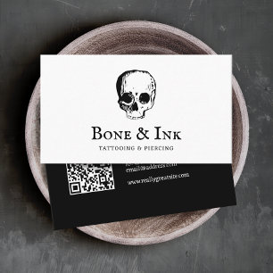 Creepy Tattoo Artist Skull QR-kod Visitkort