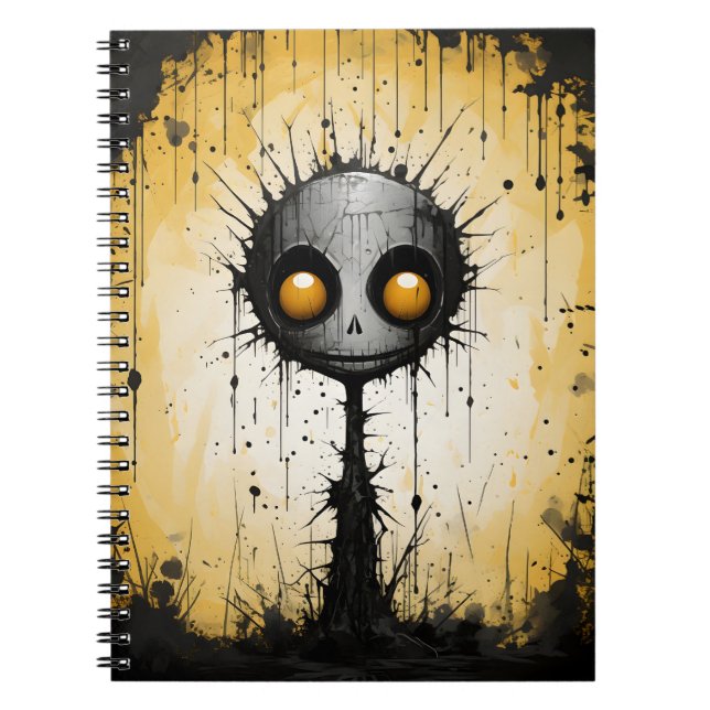 Creepy Tecknad Fantasy Abstrakt Halloween Monster Anteckningsbok (Framsidan)