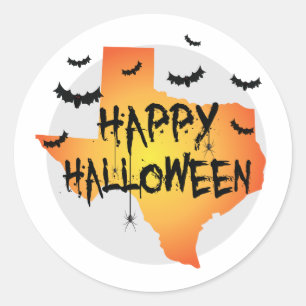 Creepy Texas Happy halloween med Fladdermus och Sp Runt Klistermärke