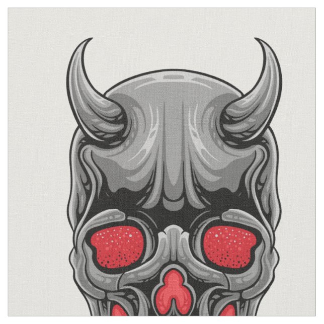 Creepy Ugly Djävulen Skull Tyg (Närbild)