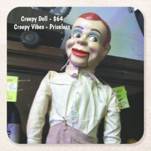 Creepy Ventriloquist Doll Underlägg Papper Kvadrat