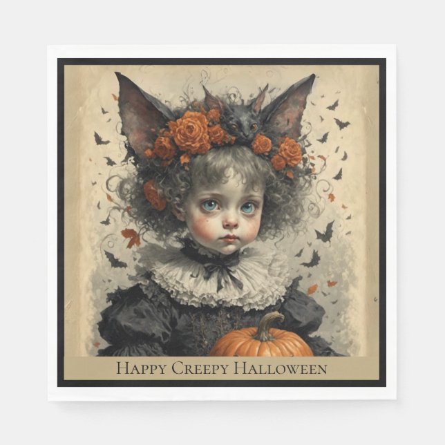 Creepy Victorian Girl Halloween Theme Pappersservett (Framsidan)
