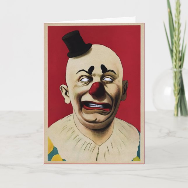 Creepy Vintage Clown Birthday Card Helgkort (Framsida)