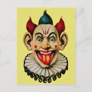 Creepy Vintage Clown Vykort