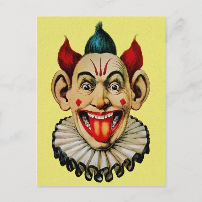 Creepy Vintage Clown Vykort (Framsida)
