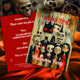 Creepy Vintage Halloween-deokytecken Inbjudningar
