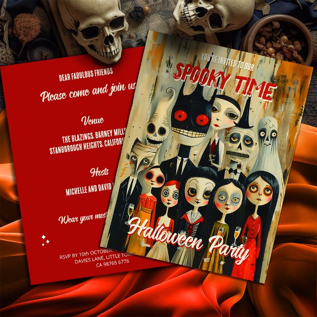 Creepy Vintage Halloween-deokytecken Inbjudningar (Skapare uppladdad)