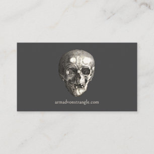 Creepy Vintage Human Skull Halloween Visitkort