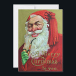 Creepy Vintage jultomten Julkort<br><div class="desc">Retro Creepy Vintage jultomten röker Helgdag Pipe-kort.</div>