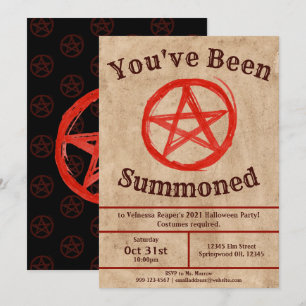 Creepy Vintage Pentagram HallIoween Inbjudningar