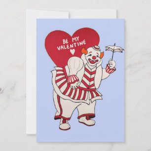 Creepy Vintage Valentine Day Clown Julkort