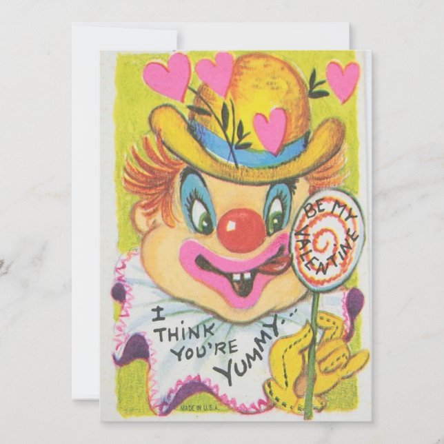 Creepy Vintage Valentine Day Clown Julkort (Framsida)