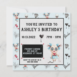 Creepy Voodoo Doll Witchy Birthday-inbjudan Inbjudningar