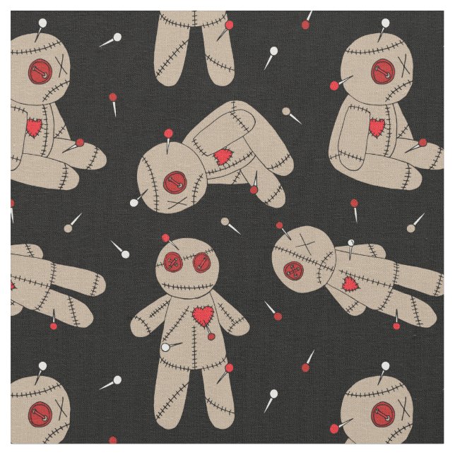 Creepy Voodoo Dolls Goth Hallowen Tyg (Närbild)