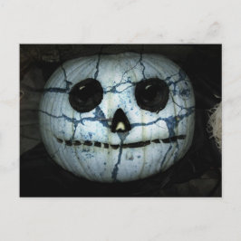 Creepy White Pumpkin Jack-o-Lantern Vykort