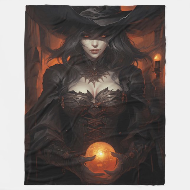 Creepy Witch Halloween Fleecefilt (Framsidan)
