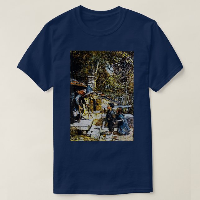 Creepy Witch Retro Fairy Tale Hansel and Gretel T Shirt (Design framsida)