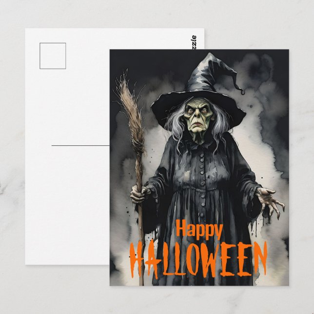 Creepy Witch Vykort (Fram/baksida)