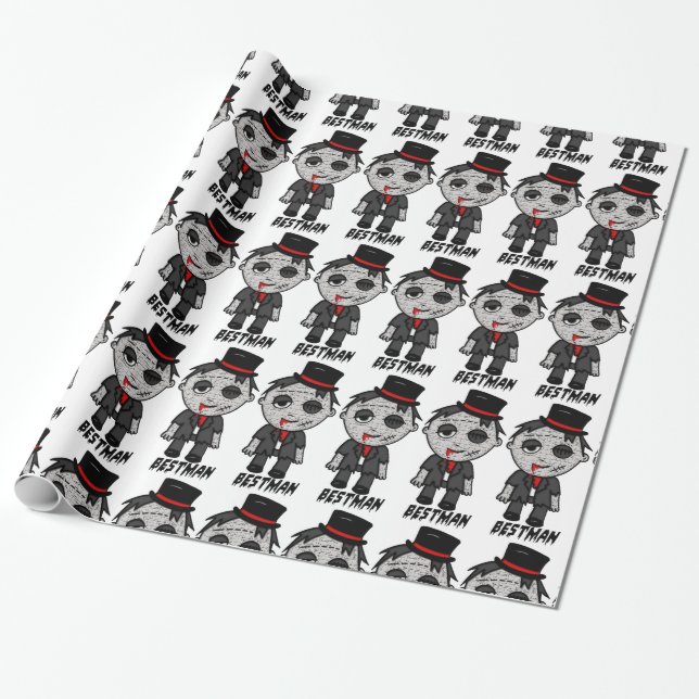 Creepy Zombie Best Man vid Bröllop Gift Wrap Presentpapper (Utrullad)