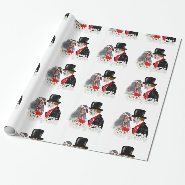 Creepy Zombie-brud och groom-bröllop-presentfigurs Presentpapper (Utrullad)