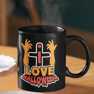 Creepy Zombie Händer I Kärlek Halloween Kaffemugg
