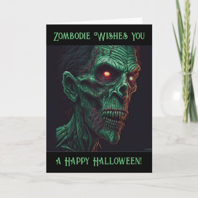 Creepy Zombie Pun Halloween Kort (Framsida)