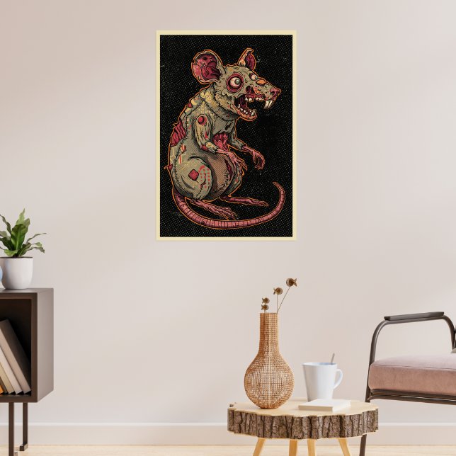 Creepy Zombie Rat Illustration Poster (Vardagsrum 3)