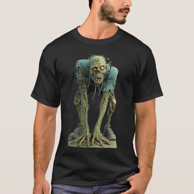 Creepy Zombie Undead Horror Halloween Scary Monste T Shirt (Framsida)