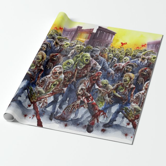Creepy Zombie Wrapping Papper Presentpapper (Utrullad)