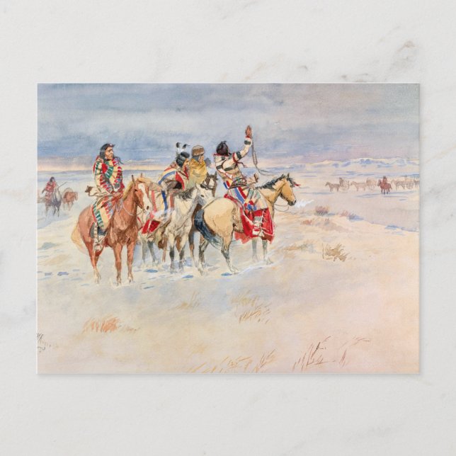 Crees Meeting Traders, 1896 by Charles Marion Russ Vykort (Framsida)