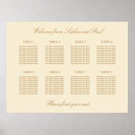 Crème Beige 8 Bordplacering Bröllops Affisch