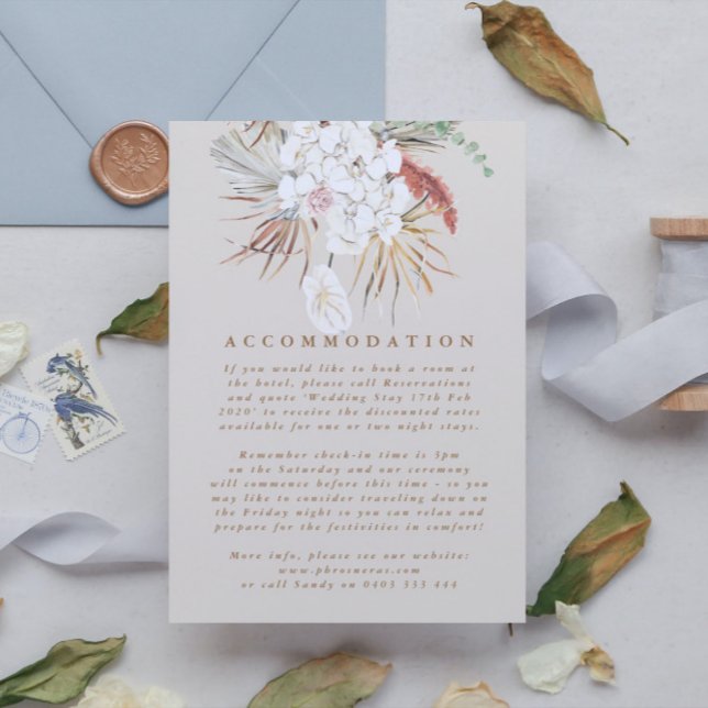 Crème Beige Pampasgräs Blommig Djungel Bröllop Tilläggskort (Skapare uppladdad)