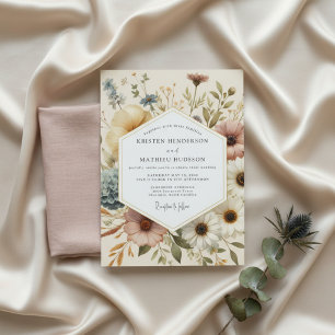 Crème Botanisk Whimsy Bröllop Inbjudningar