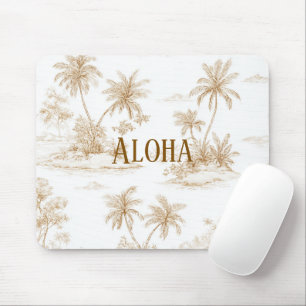 Crème Brun Aloha Tropisk Ö Palmträd Musmatta